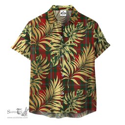 ScotsTee Shop Scottish MacGregor Clan Tartan Vintage Leaves Hawaiian Shirt