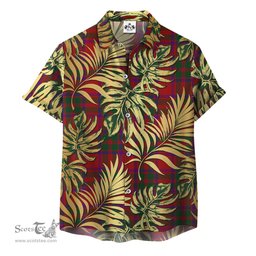 ScotsTee Shop Scottish Lovat or Fraser 02 Clan Tartan Vintage Leaves Hawaiian Shirt