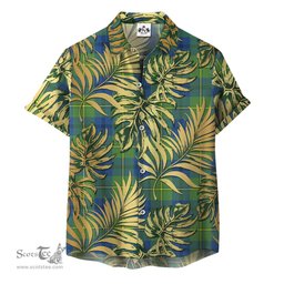 ScotsTee Shop Scottish Johnston Ancient Clan Tartan Vintage Leaves Hawaiian Shirt