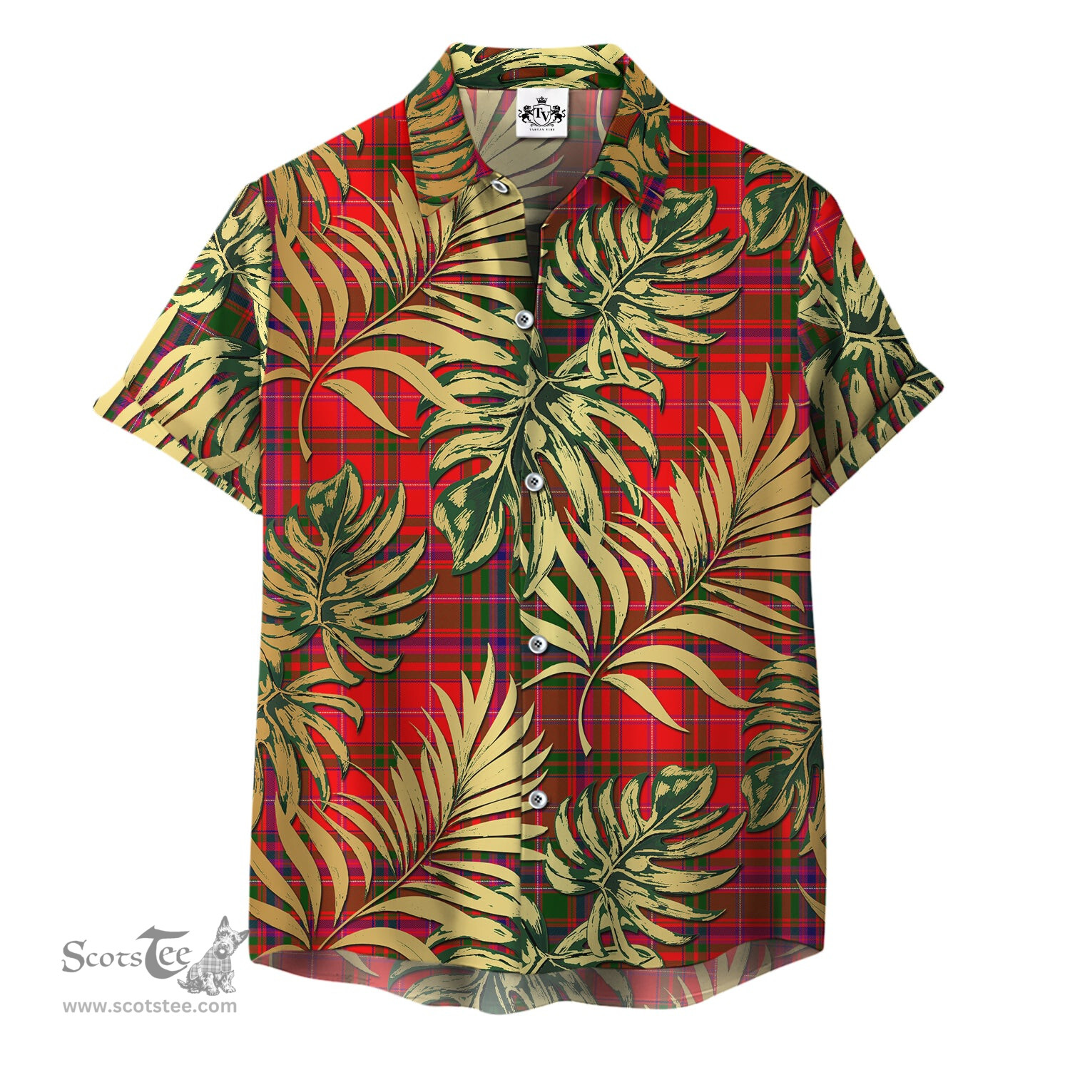 ScotsTee Shop Scottish MacDougall Modern Clan Tartan Vintage Leaves Hawaiian Shirt