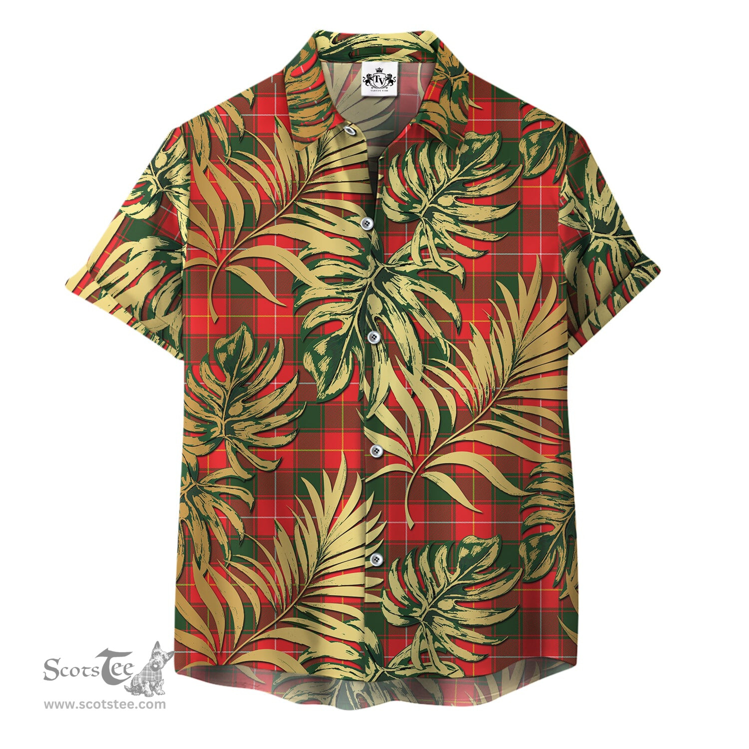 ScotsTee Shop Scottish MacFie Clan Tartan Vintage Leaves Hawaiian Shirt