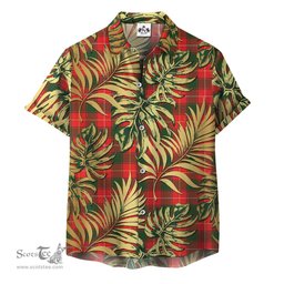 ScotsTee Shop Scottish MacFie Clan Tartan Vintage Leaves Hawaiian Shirt