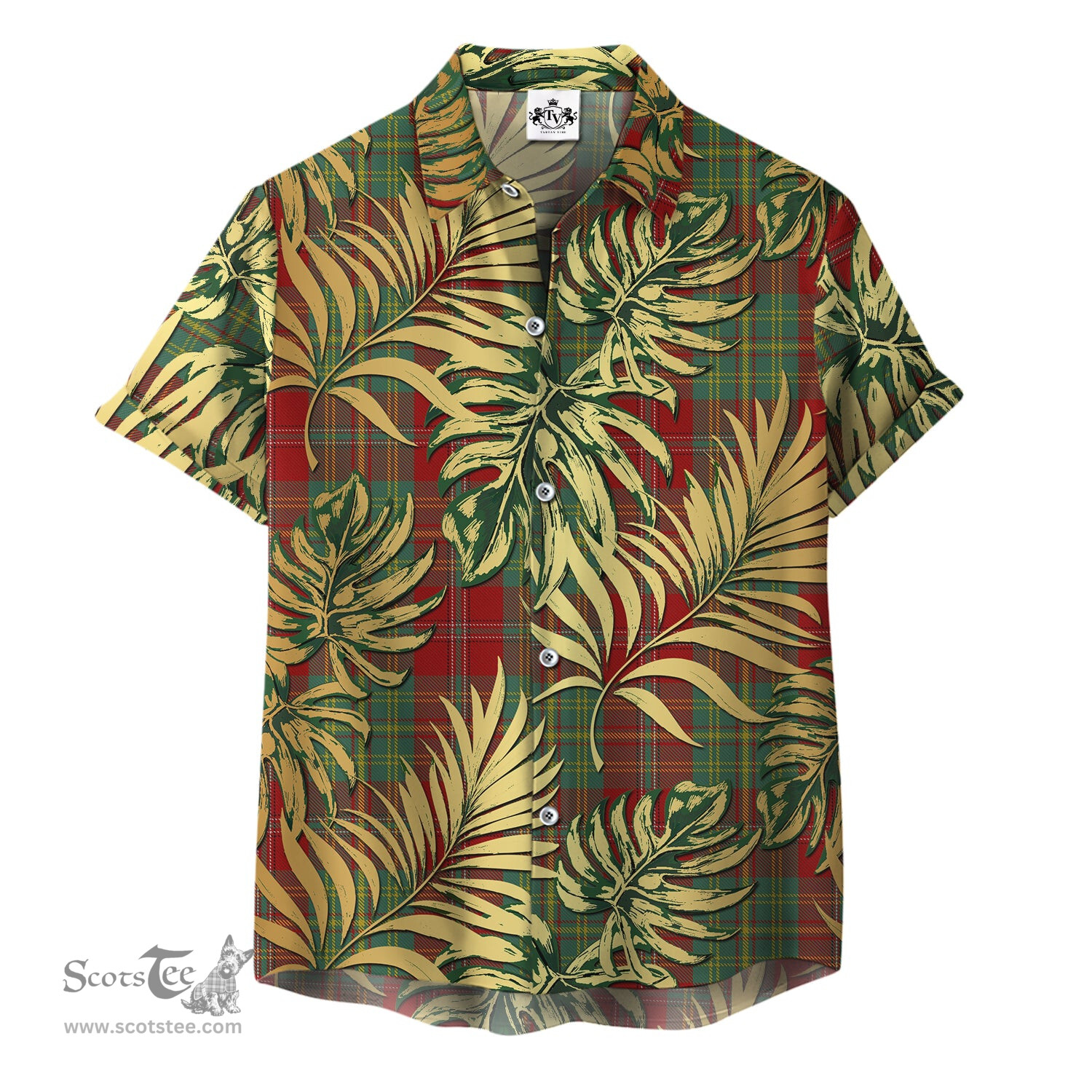 ScotsTee Shop Scottish Leask Clan Tartan Vintage Leaves Hawaiian Shirt