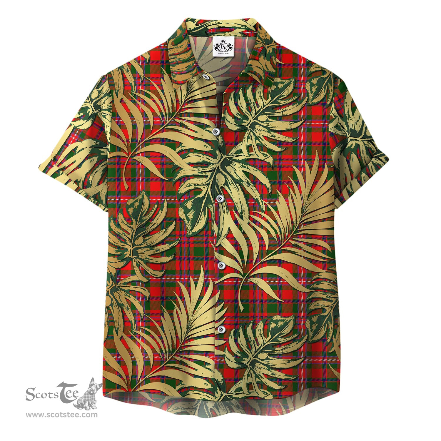 ScotsTee Shop Scottish MacKinnon Modern Clan Tartan Vintage Leaves Hawaiian Shirt