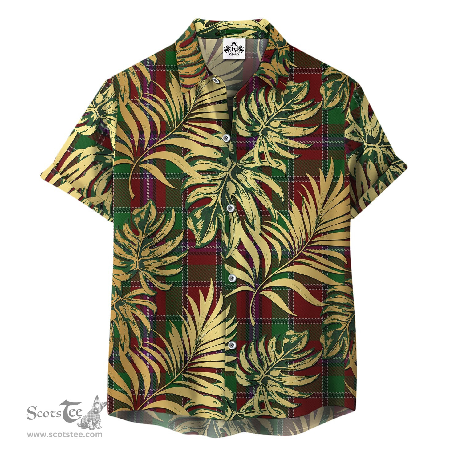 ScotsTee Shop Scottish Leach Clan Tartan Vintage Leaves Hawaiian Shirt