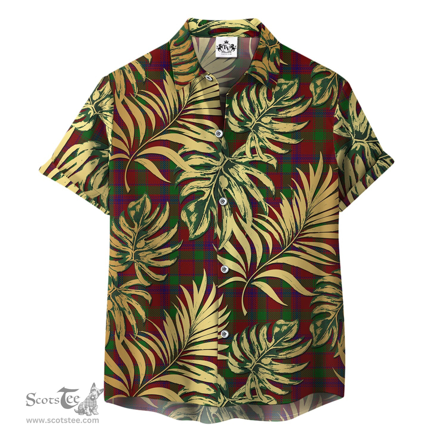 ScotsTee Shop Scottish MacDonald of Aird and Valley Clan Tartan Vintage Leaves Hawaiian Shirt