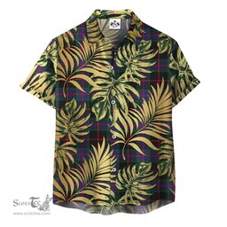 ScotsTee Shop Scottish Nairn Clan Tartan Vintage Leaves Hawaiian Shirt