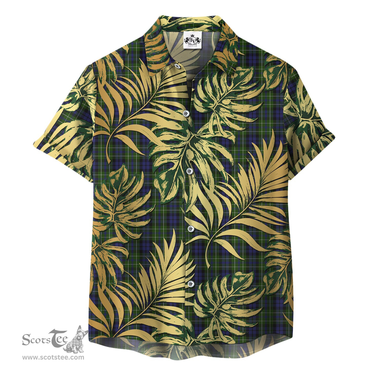 ScotsTee Shop Scottish MacNeil of Colonsay Clan Tartan Vintage Leaves Hawaiian Shirt