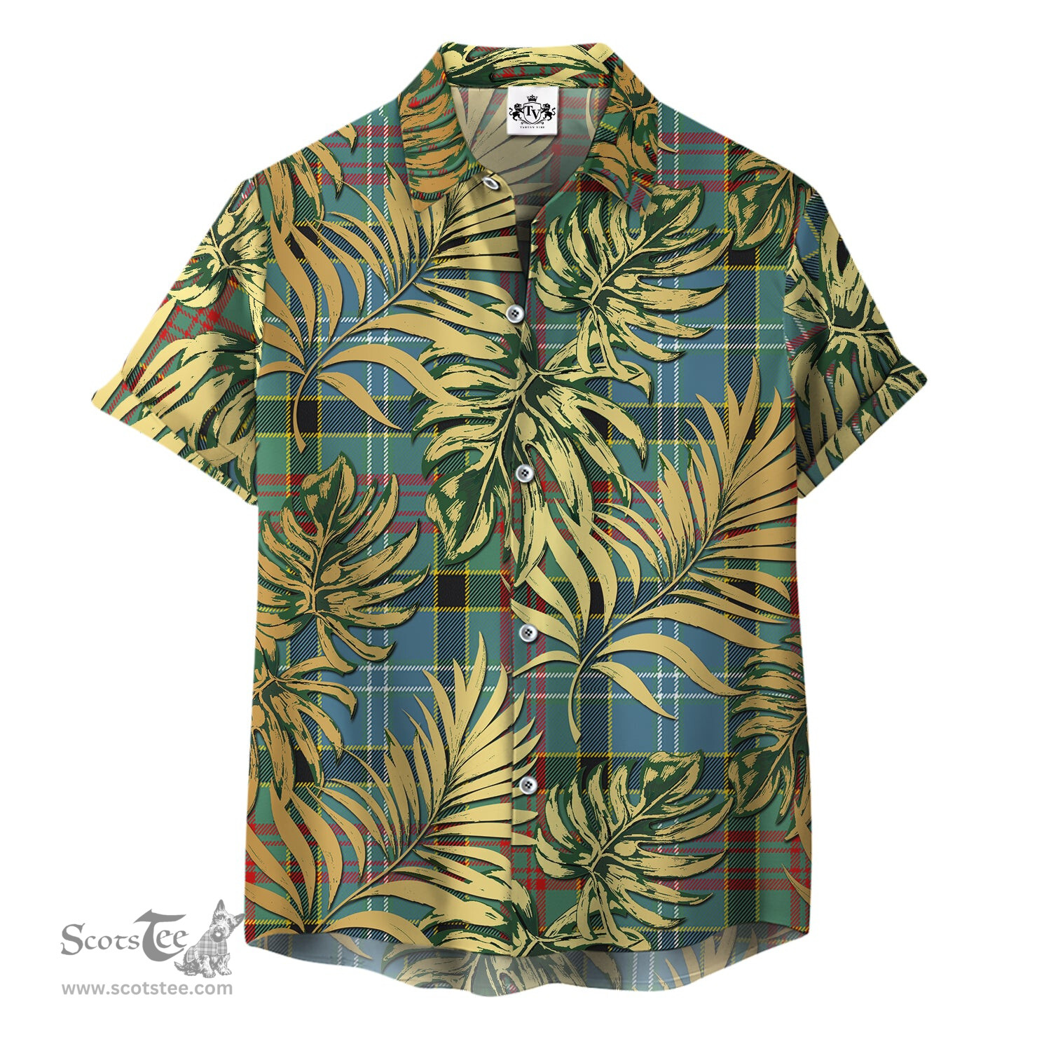 ScotsTee Shop Scottish Walkinshaw Clan Tartan Vintage Leaves Hawaiian Shirt