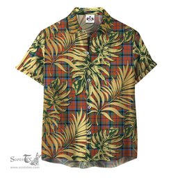 ScotsTee Shop Scottish MacNaughton Ancient Clan Tartan Vintage Leaves Hawaiian Shirt