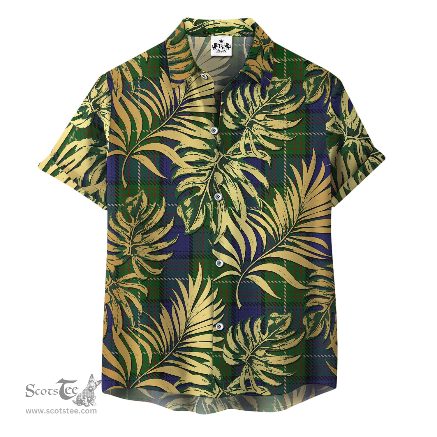 ScotsTee Shop Scottish Mulcahy Clan Tartan Vintage Leaves Hawaiian Shirt
