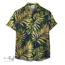 ScotsTee Shop Scottish Mulcahy Clan Tartan Vintage Leaves Hawaiian Shirt