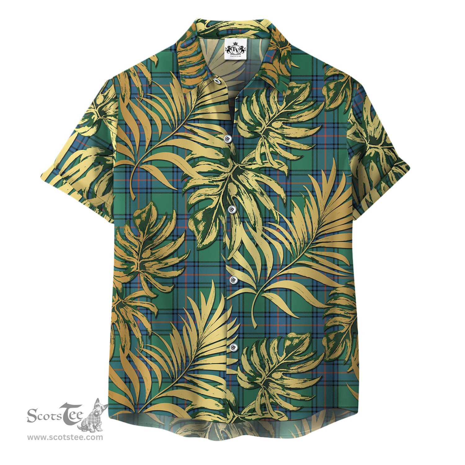 ScotsTee Shop Scottish Shaw Ancient Clan Tartan Vintage Leaves Hawaiian Shirt
