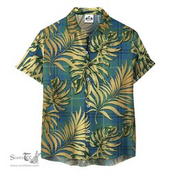 ScotsTee Shop Scottish Oliphant Ancient Clan Tartan Vintage Leaves Hawaiian Shirt