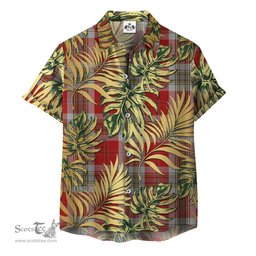 ScotsTee Shop Scottish MacLean of Duart Dress Red Clan Tartan Vintage Leaves Hawaiian Shirt