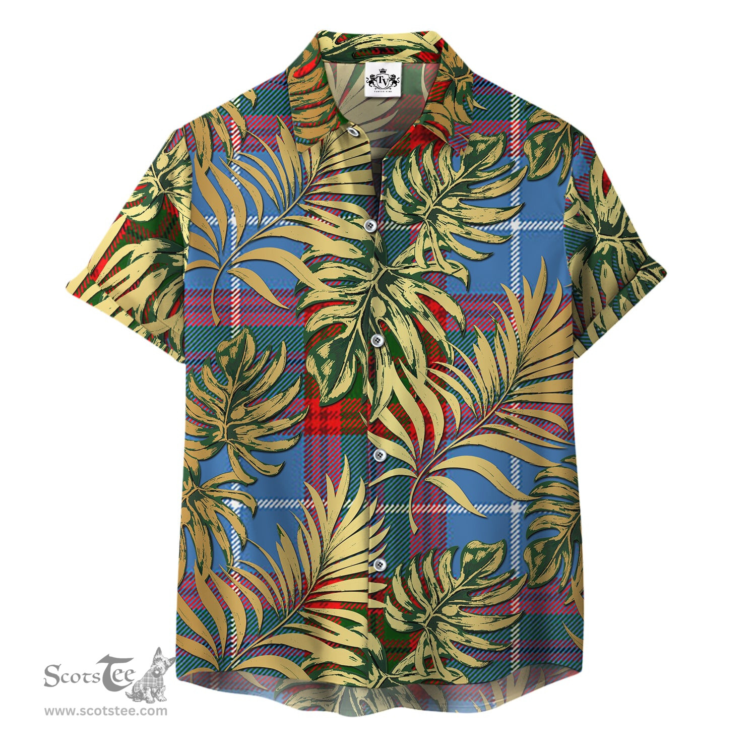 ScotsTee Shop Scottish Preston Clan Tartan Vintage Leaves Hawaiian Shirt