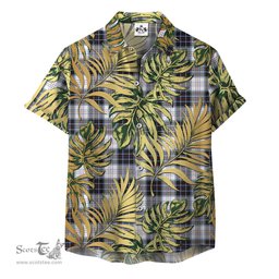 ScotsTee Shop Scottish MacRae Dress Modern Clan Tartan Vintage Leaves Hawaiian Shirt