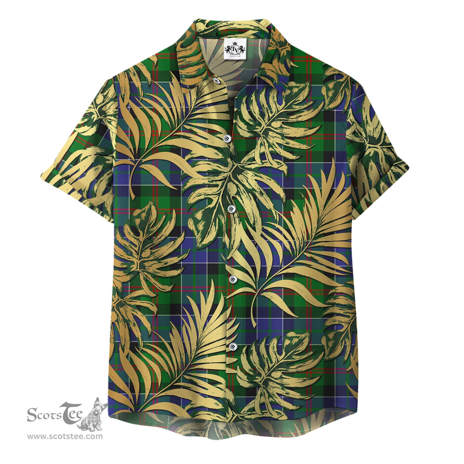 ScotsTee Shop Scottish Paterson Clan Tartan Vintage Leaves Hawaiian Shirt