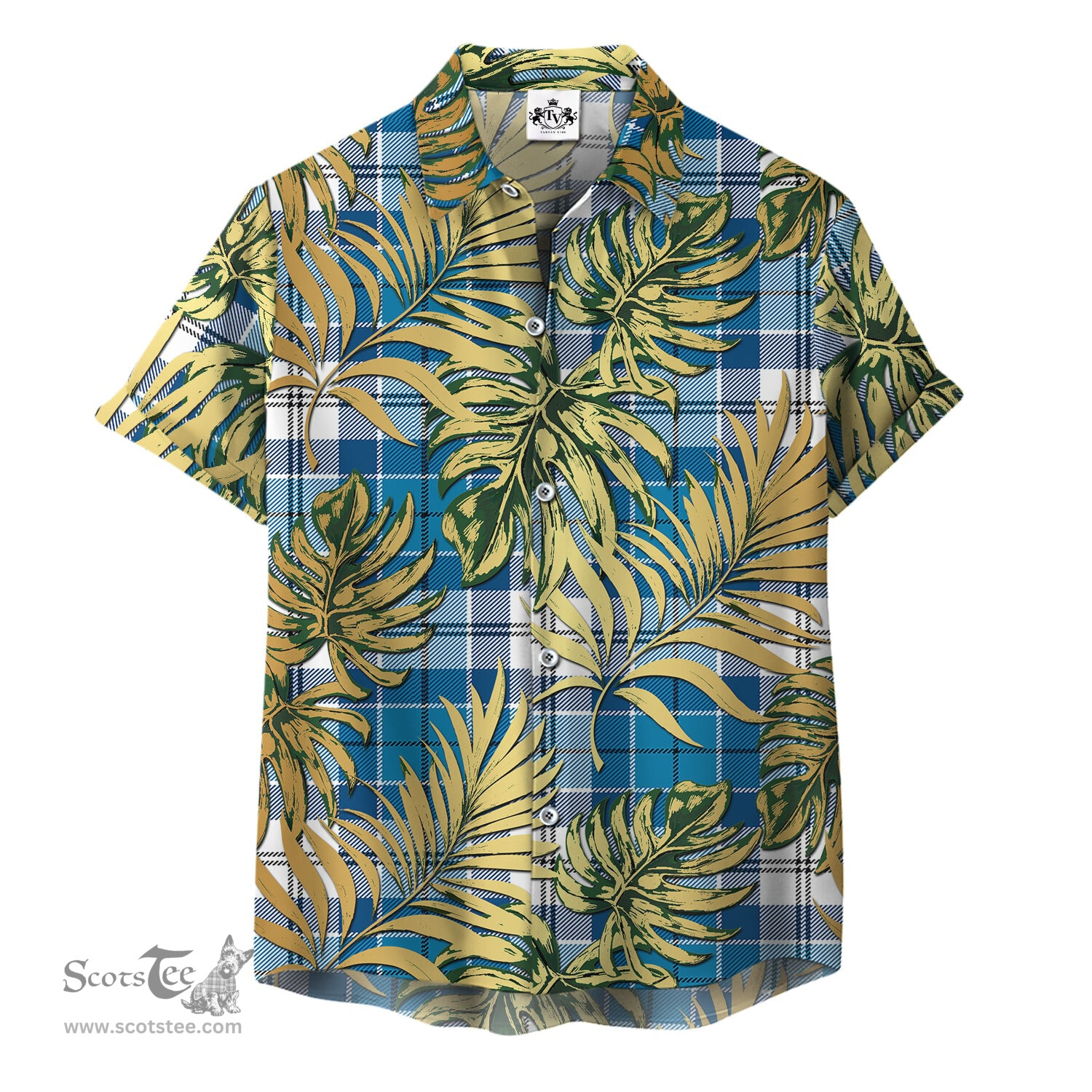 ScotsTee Shop Scottish Roberton Clan Tartan Vintage Leaves Hawaiian Shirt