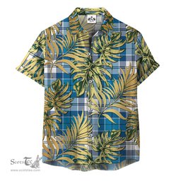 ScotsTee Shop Scottish Roberton Clan Tartan Vintage Leaves Hawaiian Shirt