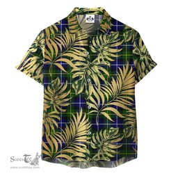 ScotsTee Shop Scottish MacNeil of Barra Modern Clan Tartan Vintage Leaves Hawaiian Shirt