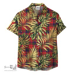 ScotsTee Shop Scottish Robertson Modern Clan Tartan Vintage Leaves Hawaiian Shirt