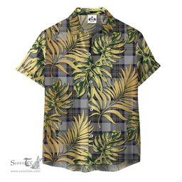 ScotsTee Shop Scottish Stewart Dress Blue Clan Tartan Vintage Leaves Hawaiian Shirt