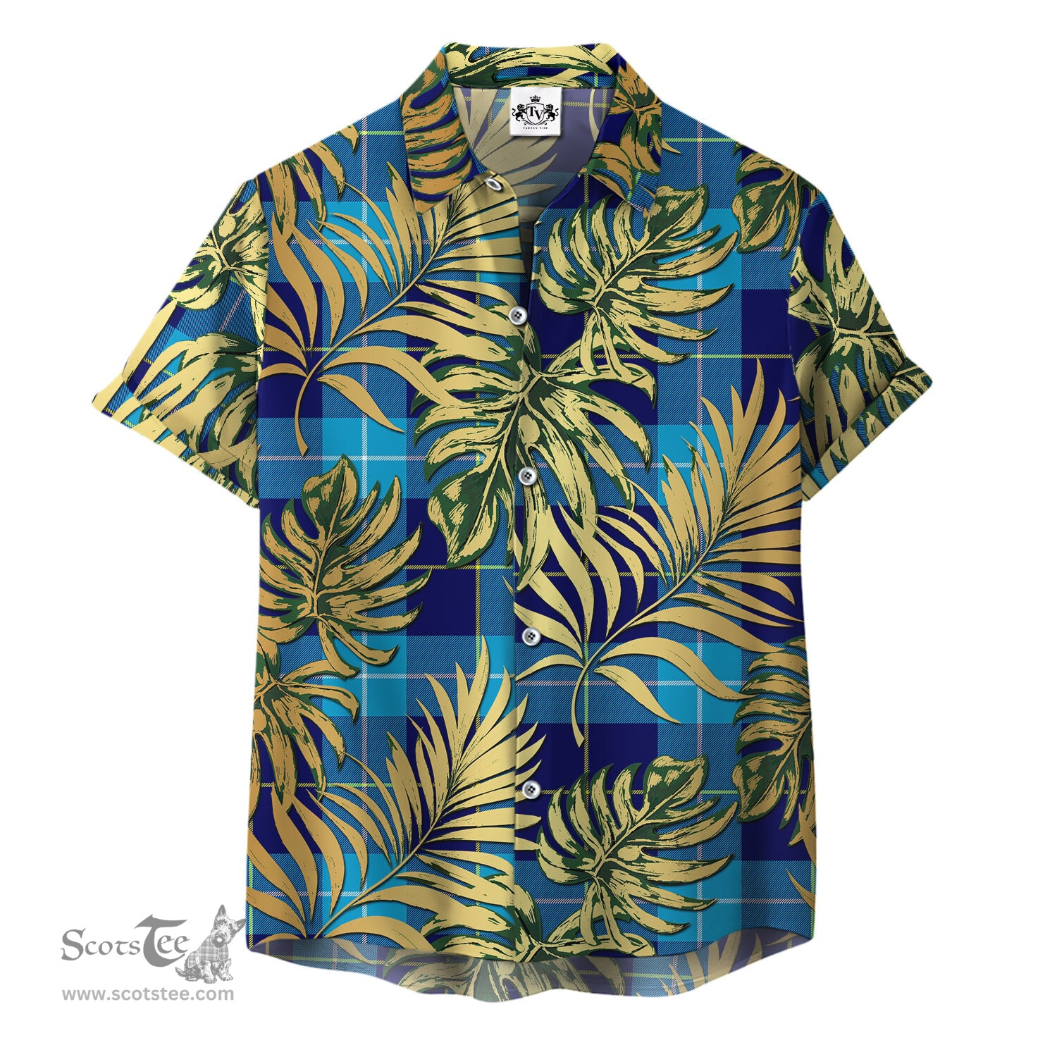 ScotsTee Shop Scottish McKerrell Clan Tartan Vintage Leaves Hawaiian Shirt