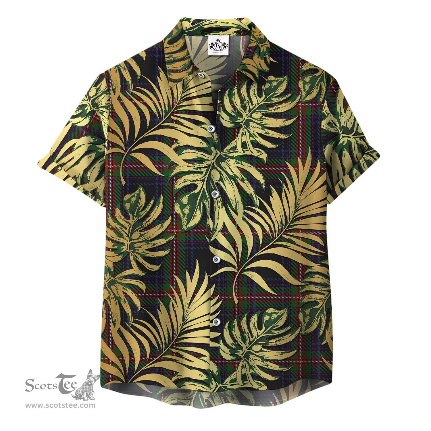 ScotsTee Shop Scottish Watt Clan Tartan Vintage Leaves Hawaiian Shirt
