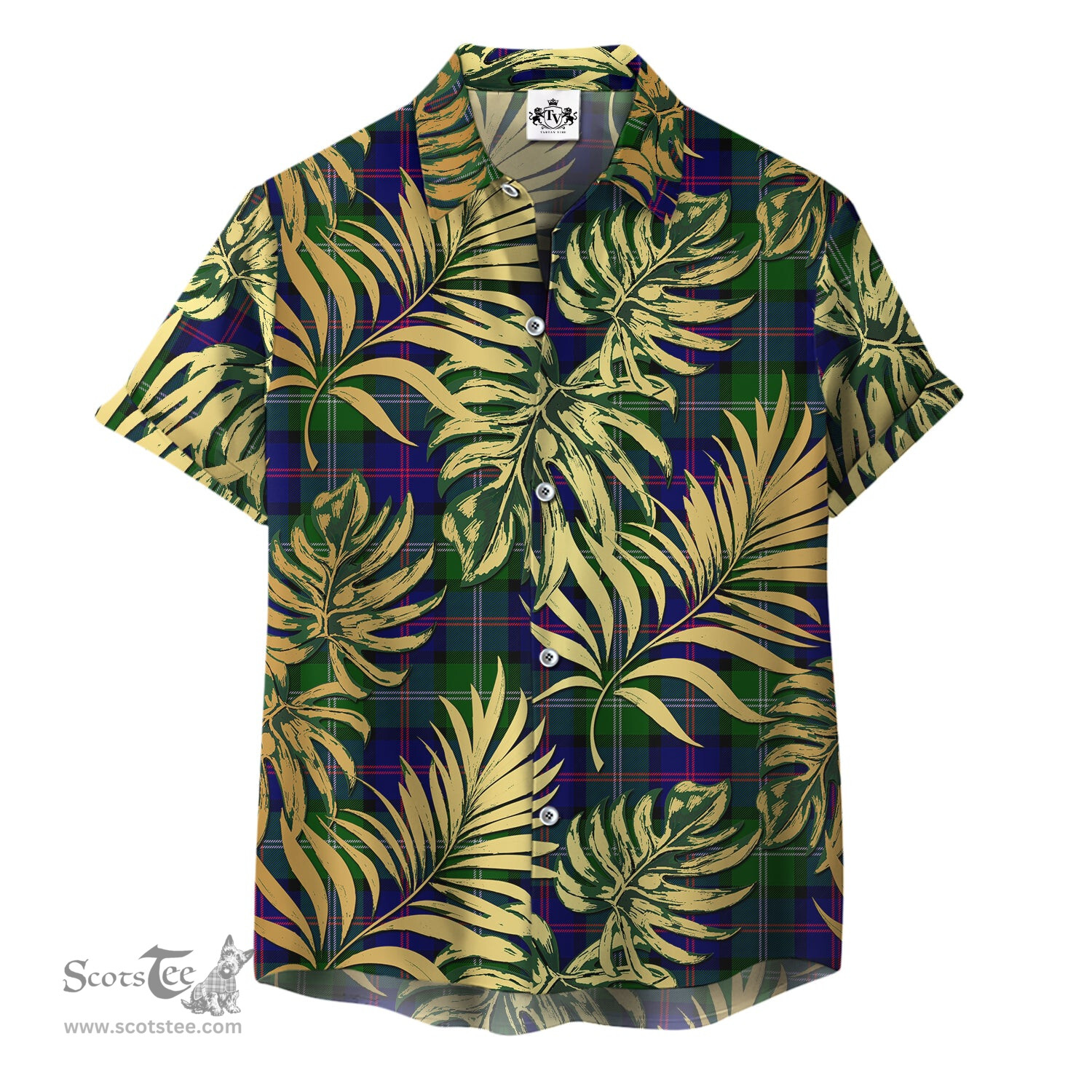 ScotsTee Shop Scottish MacThomas Modern Clan Tartan Vintage Leaves Hawaiian Shirt