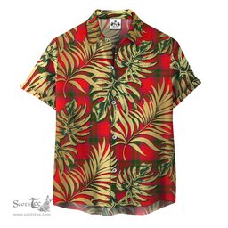 ScotsTee Shop Scottish MacNab Modern Clan Tartan Vintage Leaves Hawaiian Shirt