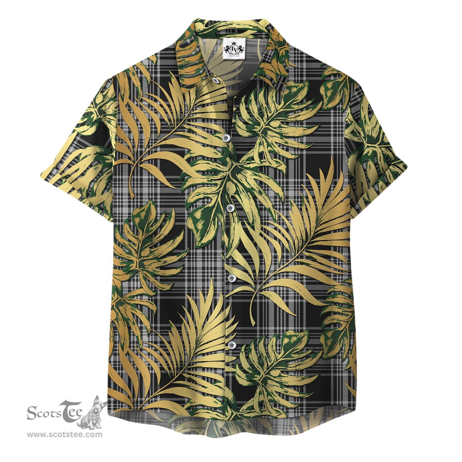 ScotsTee Shop Scottish Stewart Mourning 02 Clan Tartan Vintage Leaves Hawaiian Shirt