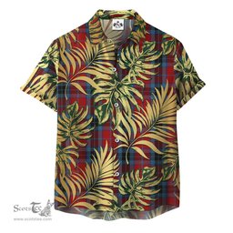 ScotsTee Shop Scottish Thompson 03 Clan Tartan Vintage Leaves Hawaiian Shirt