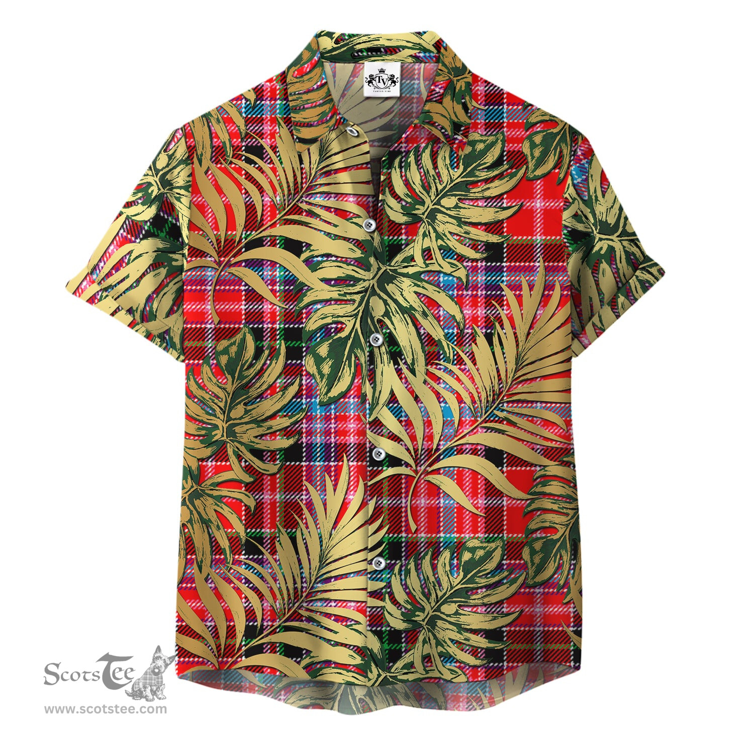 ScotsTee Shop Scottish Straiton Clan Tartan Vintage Leaves Hawaiian Shirt
