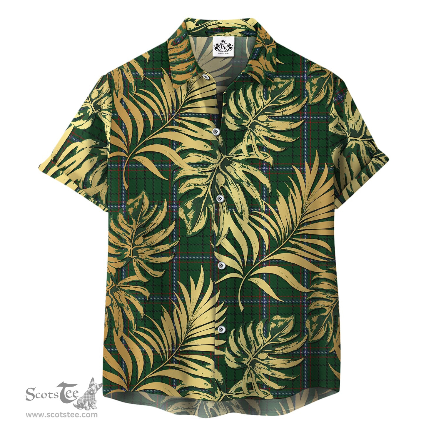 ScotsTee Shop Scottish MacRae Clan Tartan Vintage Leaves Hawaiian Shirt