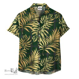 ScotsTee Shop Scottish MacRae Clan Tartan Vintage Leaves Hawaiian Shirt