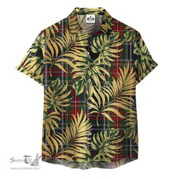 ScotsTee Shop Scottish Stewart Black 03 Clan Tartan Vintage Leaves Hawaiian Shirt