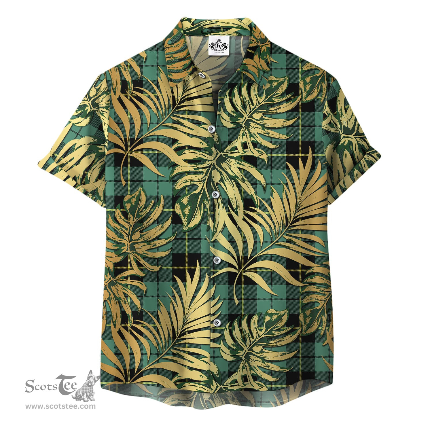 ScotsTee Shop Scottish Wallace Hunting Ancient Clan Tartan Vintage Leaves Hawaiian Shirt