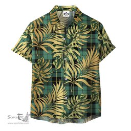 ScotsTee Shop Scottish Wallace Hunting Ancient Clan Tartan Vintage Leaves Hawaiian Shirt