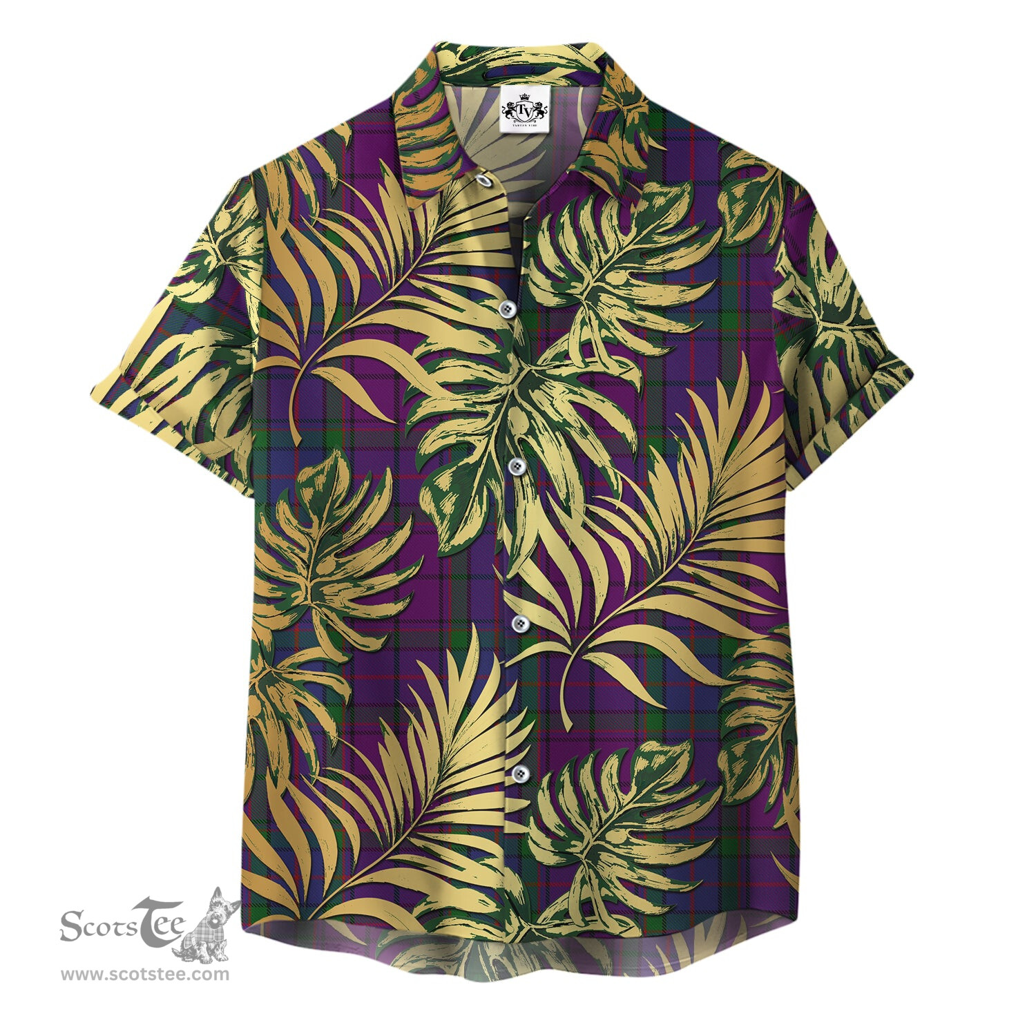 ScotsTee Shop Scottish Wardlaw Clan Tartan Vintage Leaves Hawaiian Shirt