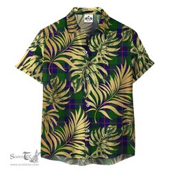 ScotsTee Shop Scottish Shaw Modern Clan Tartan Vintage Leaves Hawaiian Shirt