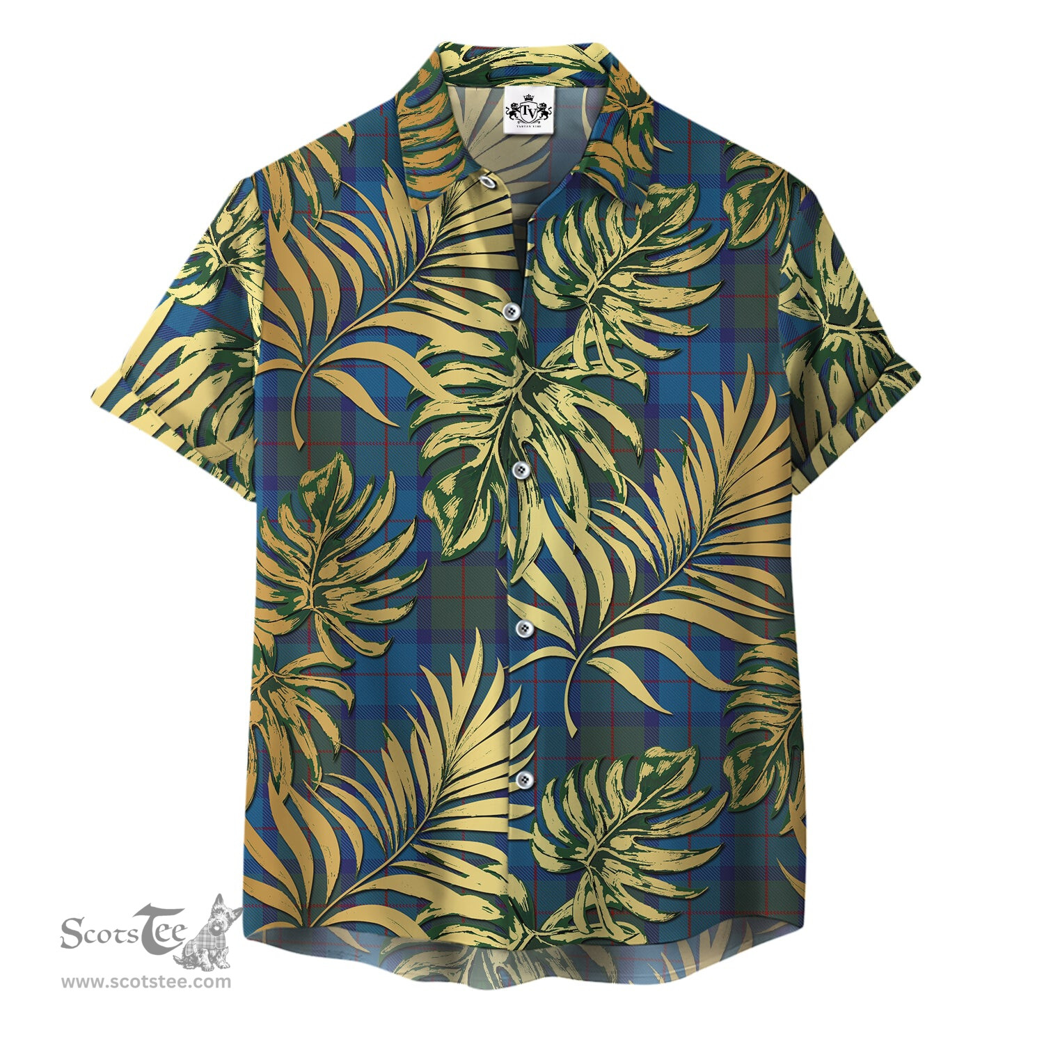 ScotsTee Shop Scottish Skibo Clan Tartan Vintage Leaves Hawaiian Shirt