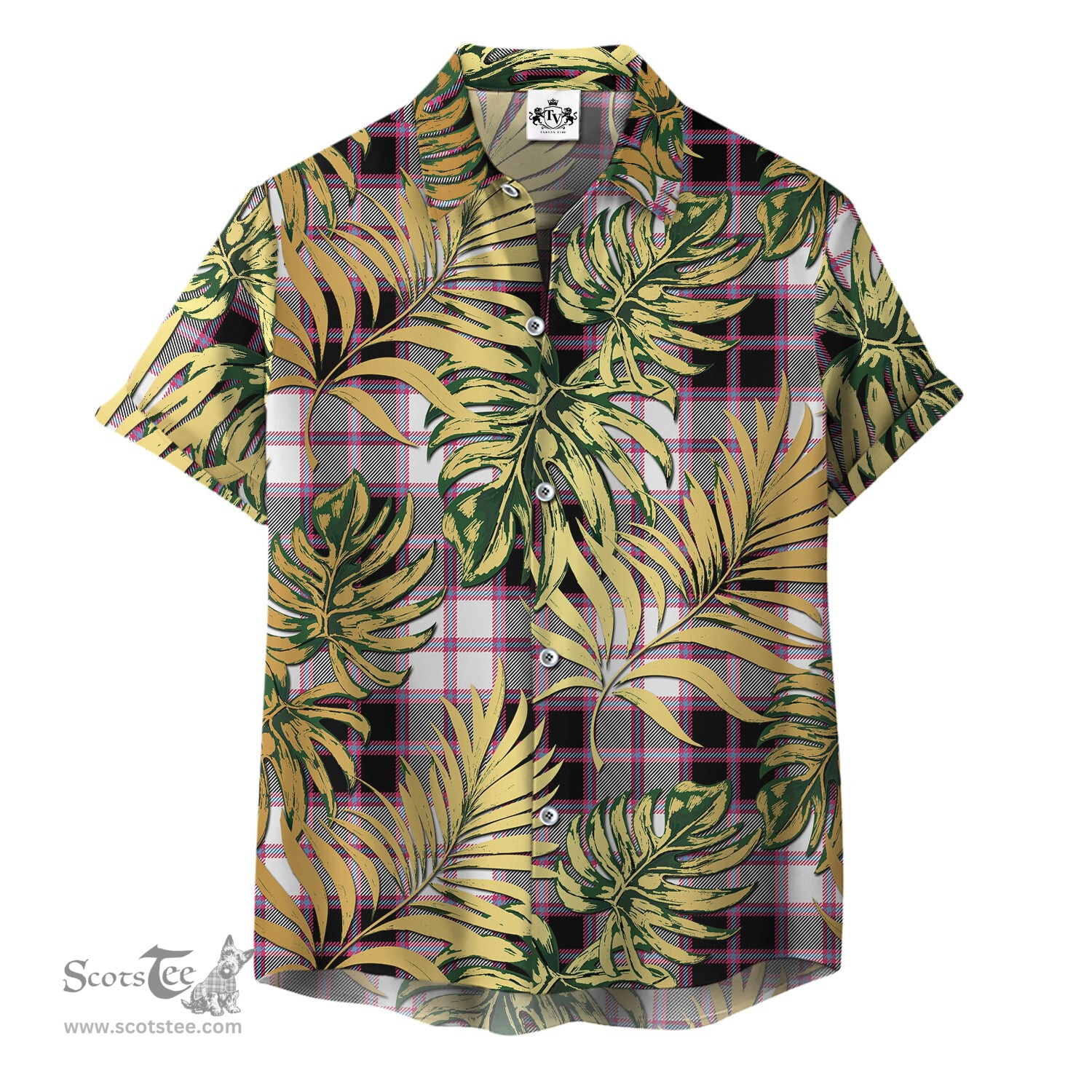 ScotsTee Shop Scottish MacPherson Hunting Modern Clan Tartan Vintage Leaves Hawaiian Shirt