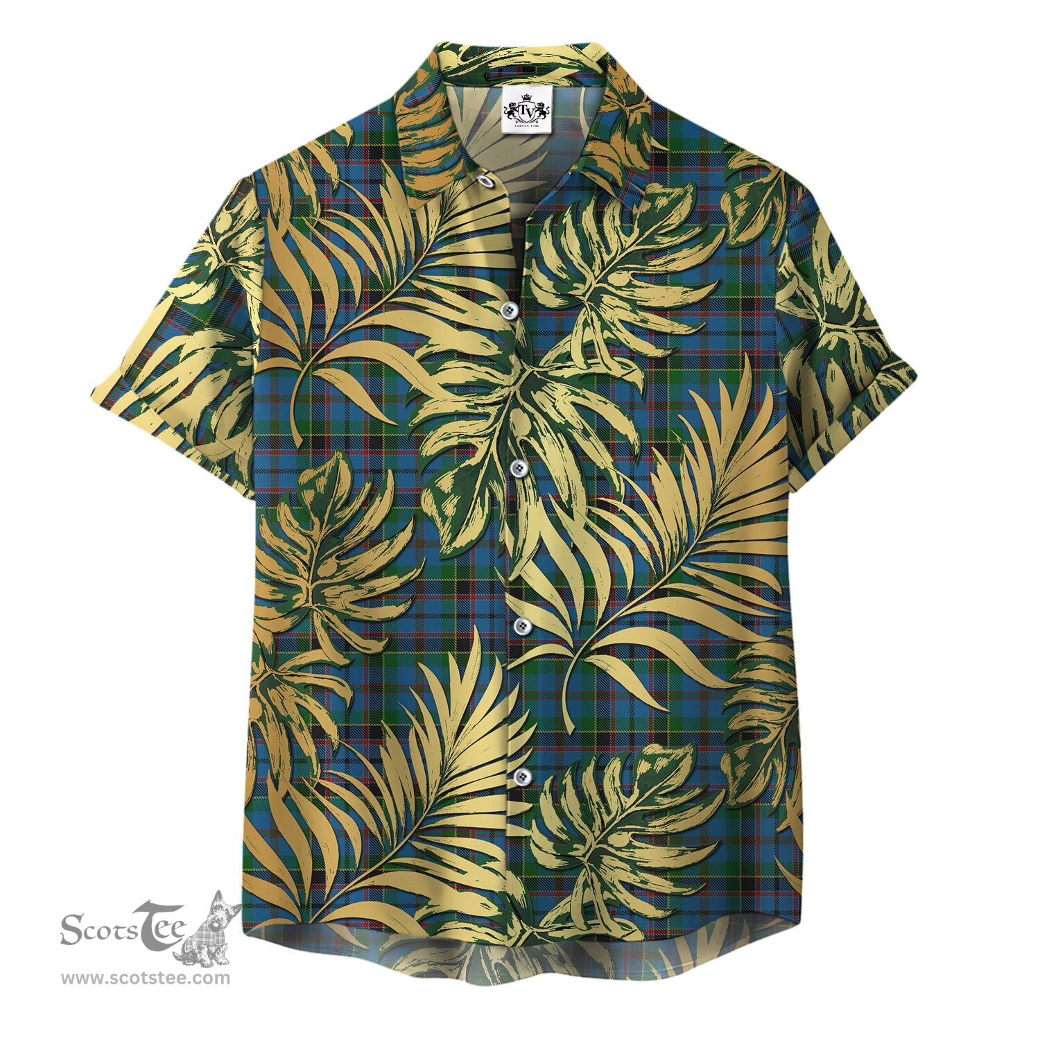 ScotsTee Shop Scottish Stinson Clan Tartan Vintage Leaves Hawaiian Shirt