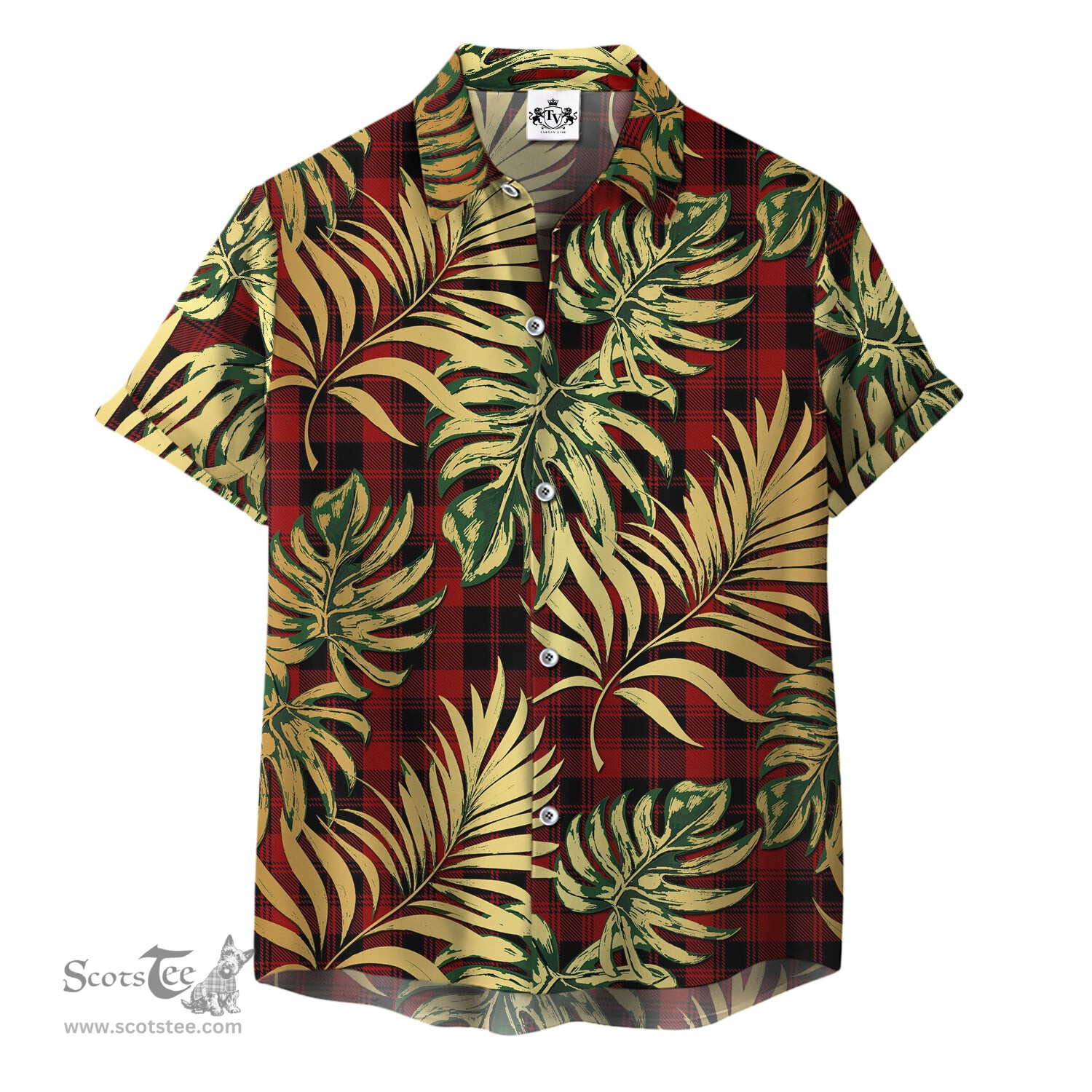 ScotsTee Shop Scottish Murray of Ochtertyre Clan Tartan Vintage Leaves Hawaiian Shirt