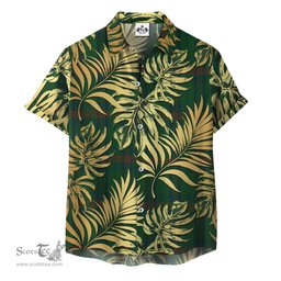 ScotsTee Shop Scottish Owen of Wales Clan Tartan Vintage Leaves Hawaiian Shirt