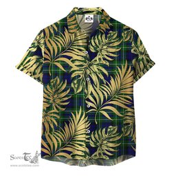 ScotsTee Shop Scottish MacNeil of Colonsay Modern Clan Tartan Vintage Leaves Hawaiian Shirt