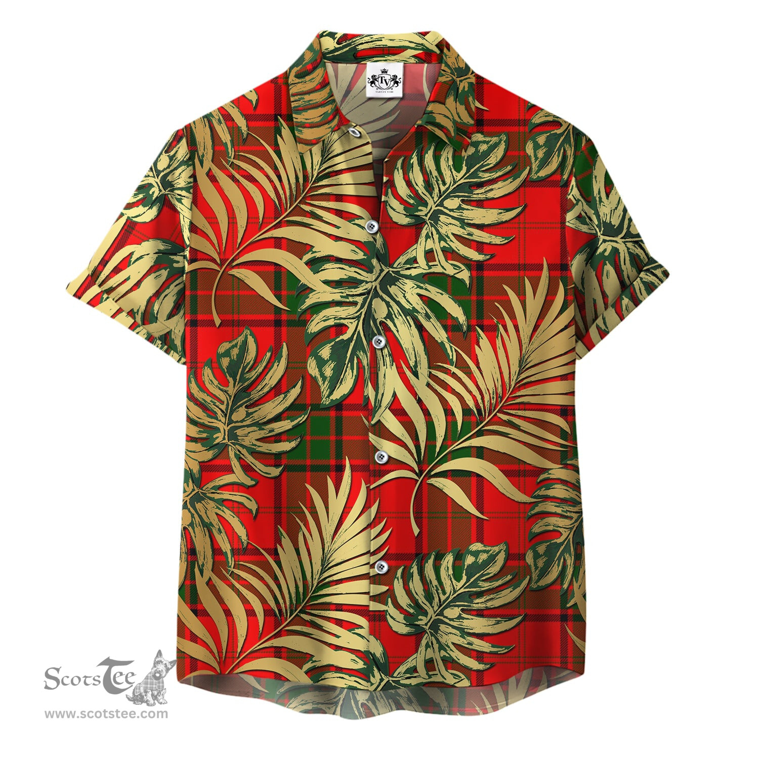 ScotsTee Shop Scottish Maxtone Clan Tartan Vintage Leaves Hawaiian Shirt