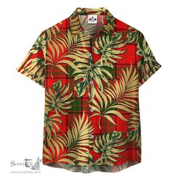 ScotsTee Shop Scottish Maxtone Clan Tartan Vintage Leaves Hawaiian Shirt