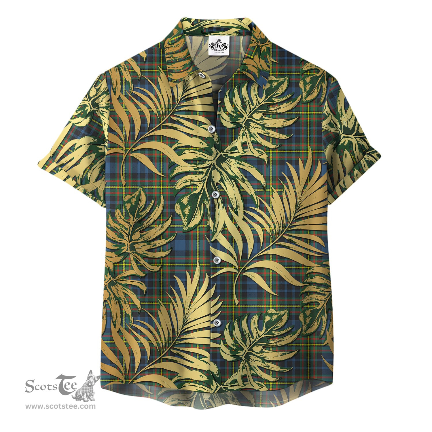 ScotsTee Shop Scottish MacLellan Ancient Clan Tartan Vintage Leaves Hawaiian Shirt